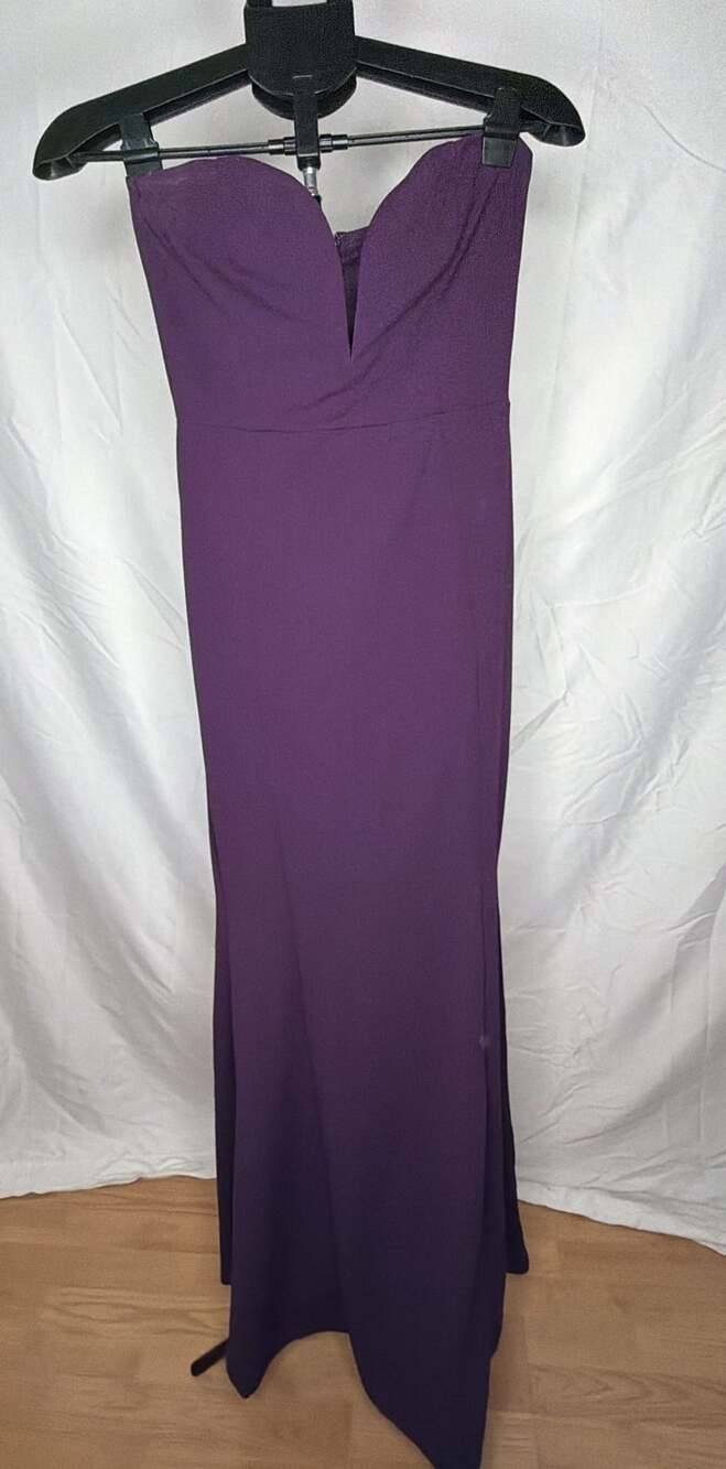 Windsor Dress Size S Purple Back Ruffle Strapless V-Neck Maxi